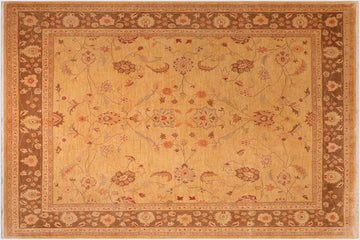 handmade Traditional Kafkaz Chobi Ziegler Tan Brown Hand Knotted RECTANGLE 100% WOOL area rug 8 x 10